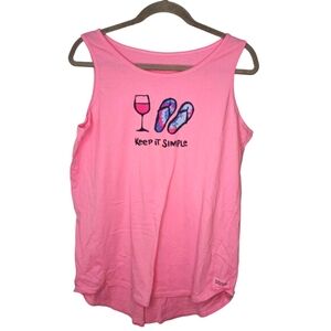 Life Is Good Pink Crusher Light Wine Flip Flops Tank Top Size Large